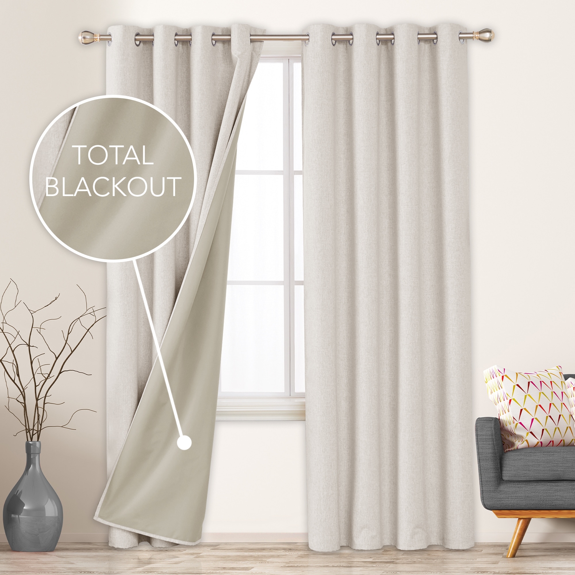 Lynette Floral Embroidered Rod Pocket Curtain Panel