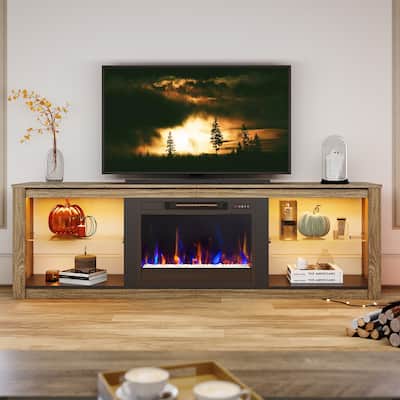 Bestier 70" TV Stand for TVs up to 75" with Fireplace Included - 71 inch