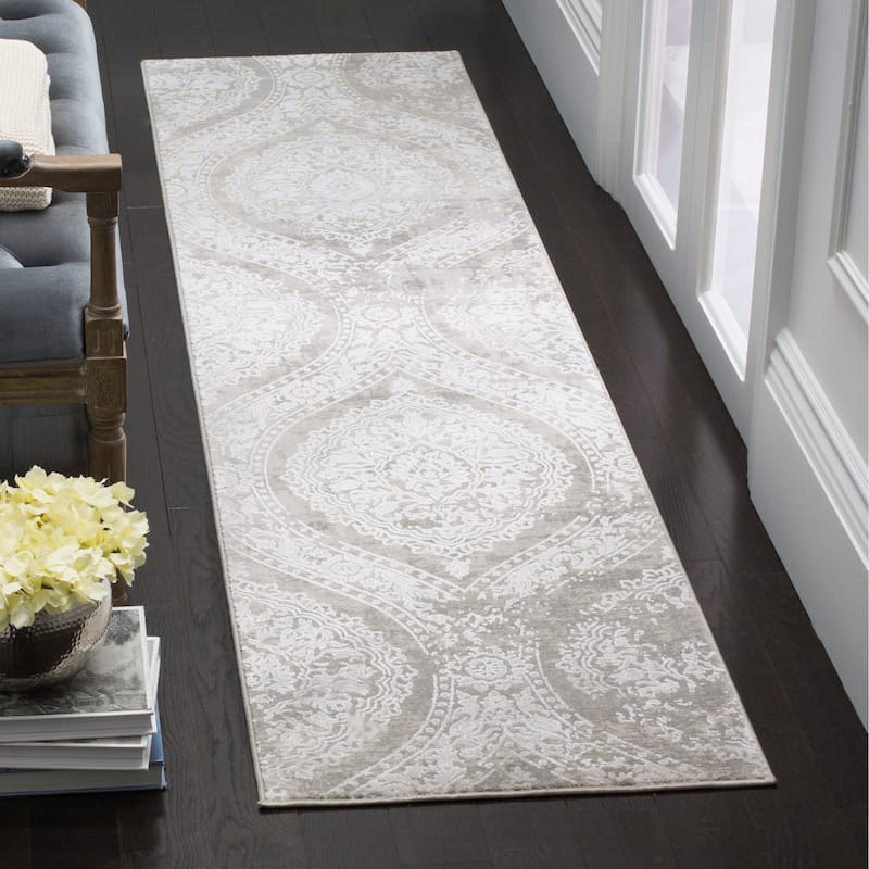 SAFAVIEH Princeton Belva Vintage Distressed Boho Oriental Polyester Rug - 2' x 8' Runner - Grey/Beige