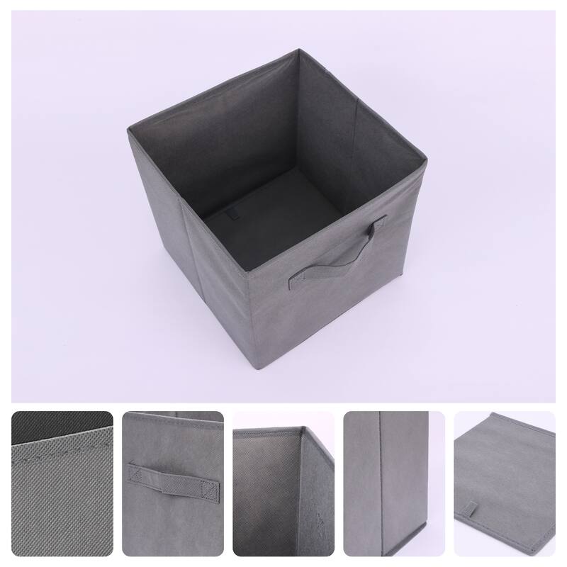 Fabric Storage Cube with Handle, Storage Bin for Shelves Closet, Collapsible Storage Basket for Organizing Clothes Books - Grey - 10*10*10in