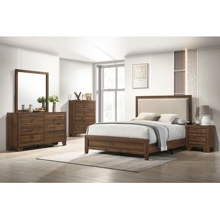 Linette 5 Piece Brown Contemporary Solid Wood And Veneers Fabric Panel ...