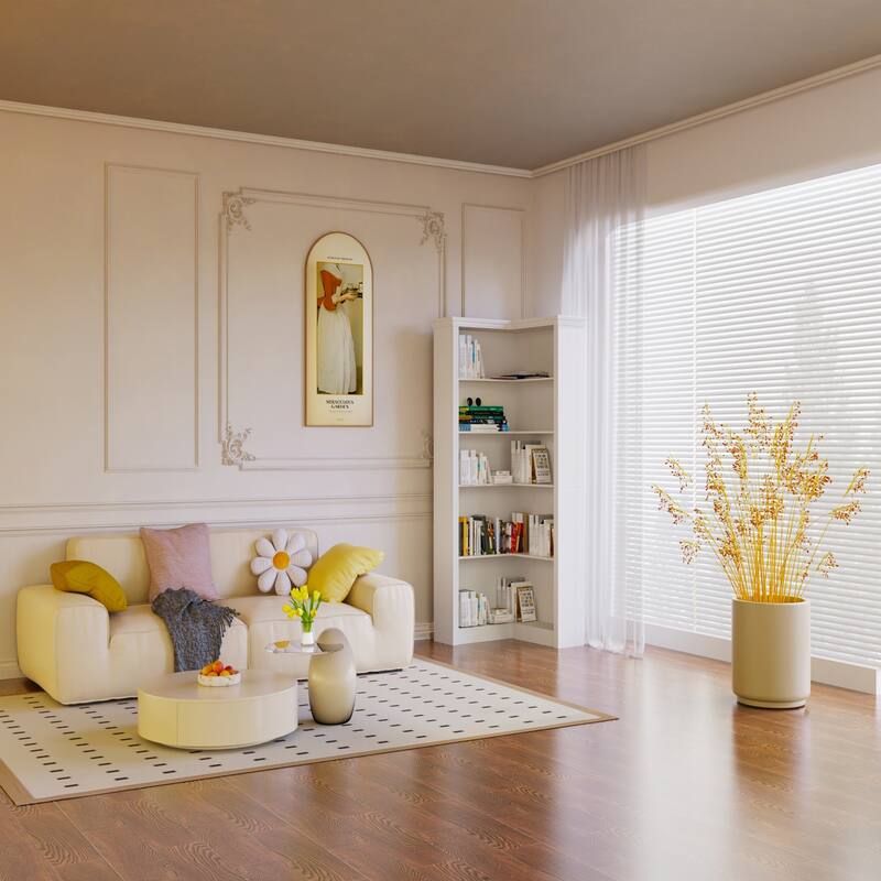 Corner bookshelf, 5 tier open bookshelf,reading one-stop meet