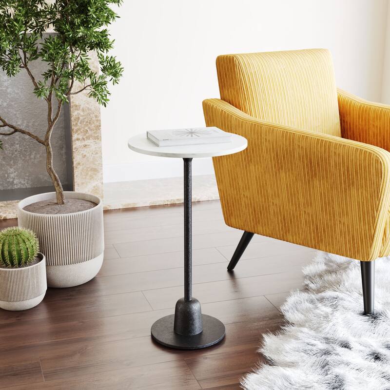 Woozy Side Table White & Black - 11.8" W x 11.8" D x 25.2" H