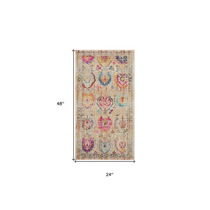 HomeRootsFloral Transitional Rectangle Area Rug - 48' X '24' X '0.5