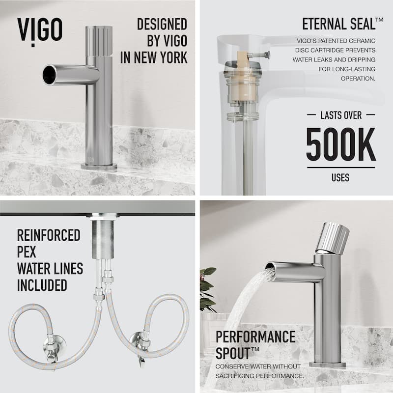 VIGO Ashford 8" H Single Handle Single Hole Bathroom Faucet