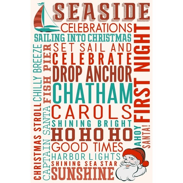 Chatham Massachusetts Seaside Celebrations Christmas Typography Lantern Press Artwork Art Print Multiple Sizes Availab