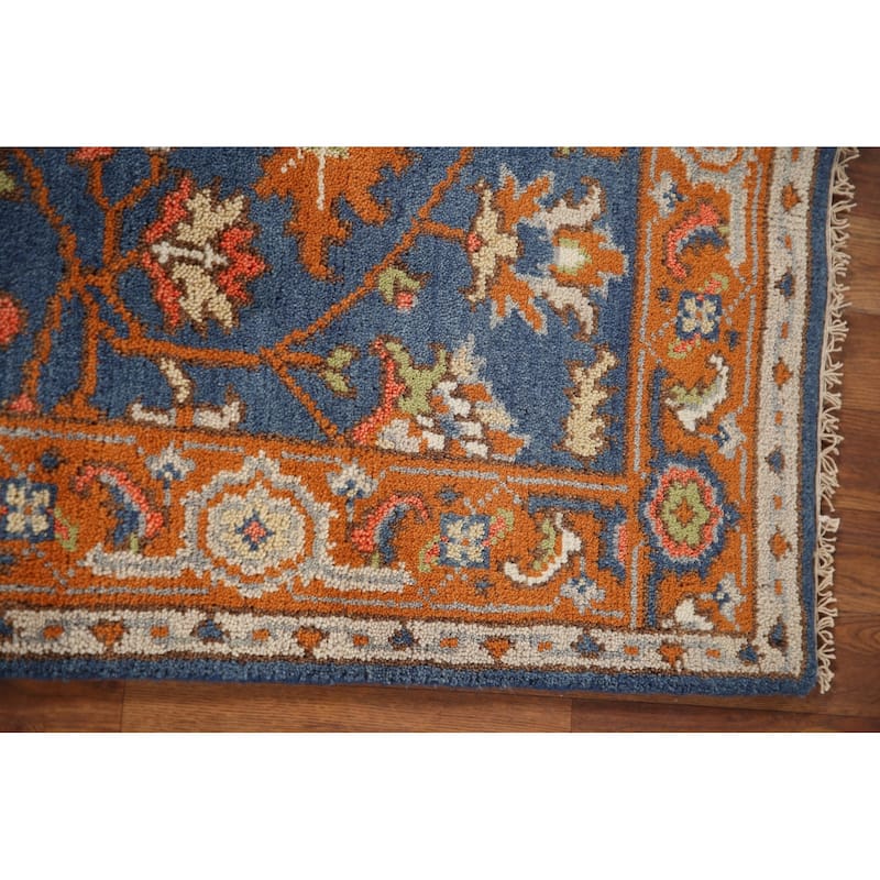 Blue Floral Heriz Serapi Indian Accent Rug Handmade Wool Carpet - 3'0"x 5'0"