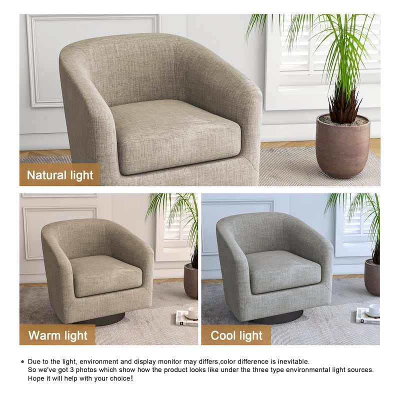 Modern Upholstered Barrel Chair Swivel Accent Chair for Living Room