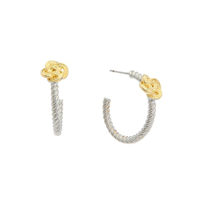 Juvell Two Tone Gold Plated Brass Fancy Hoop Earrings - N/A