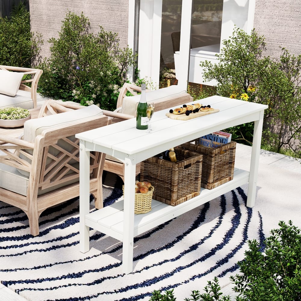 Laguna Hdpe All Weather Outdoor Patio Two Shelf Table