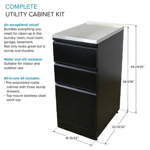 dimension image slide 0 of 2, Transolid TRS_TC3D-1522 34-9/10" Stainless Steel Utility Cabinet with