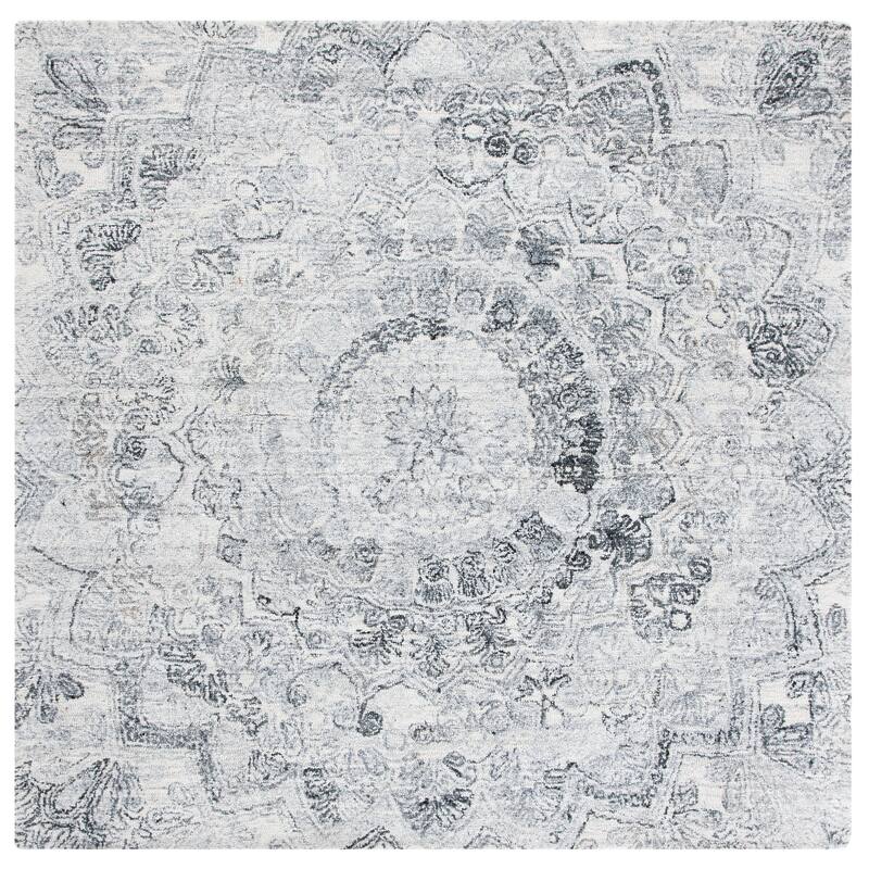 SAFAVIEH Handmade Abstract Polissena Modern Rug - 6' Square - Ivory/Black