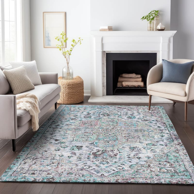 Machine Washable Indoor/Outdoor Traditional Chantille Rug