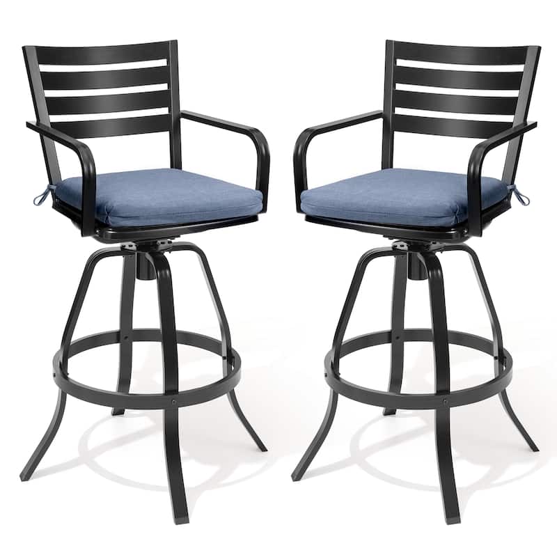 Crestlive Outdoor Cast Aluminum Swivel Bar Stool with Sunbrella Cushion - 18.5" W x 18.5" D x 45.67" H