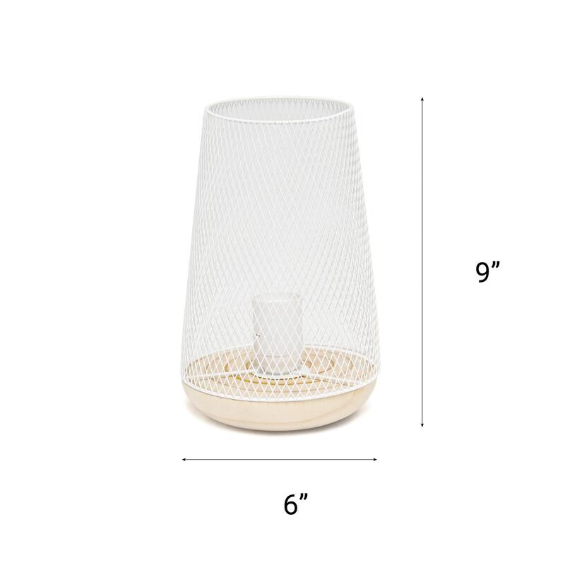 Open Cage Metal Table Lamp with Mesh Wire Shade - 9" - White