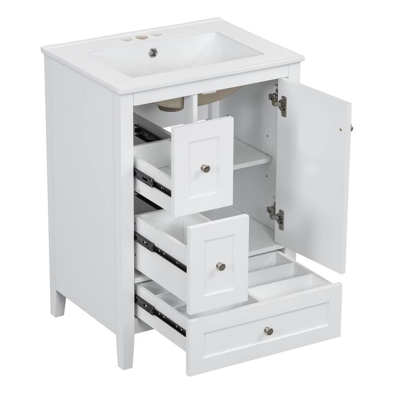 GDFStudio - Nathaniel Cooper 24-Inch Freestanding Bathroom Vanity with Modular Storage