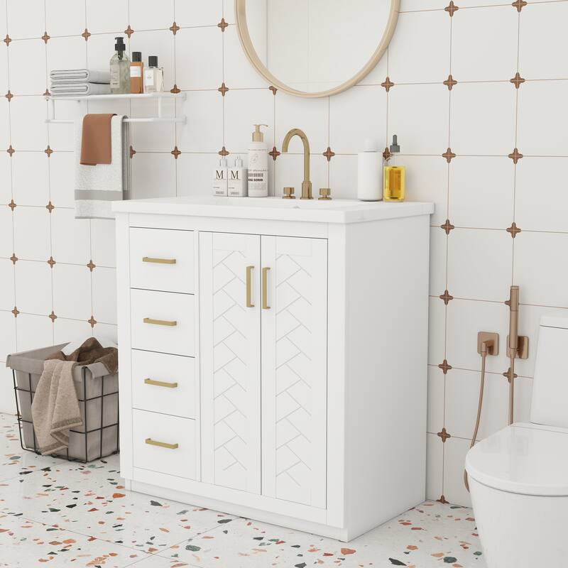 30" Bathroom Vanity with Ceramic Sink
