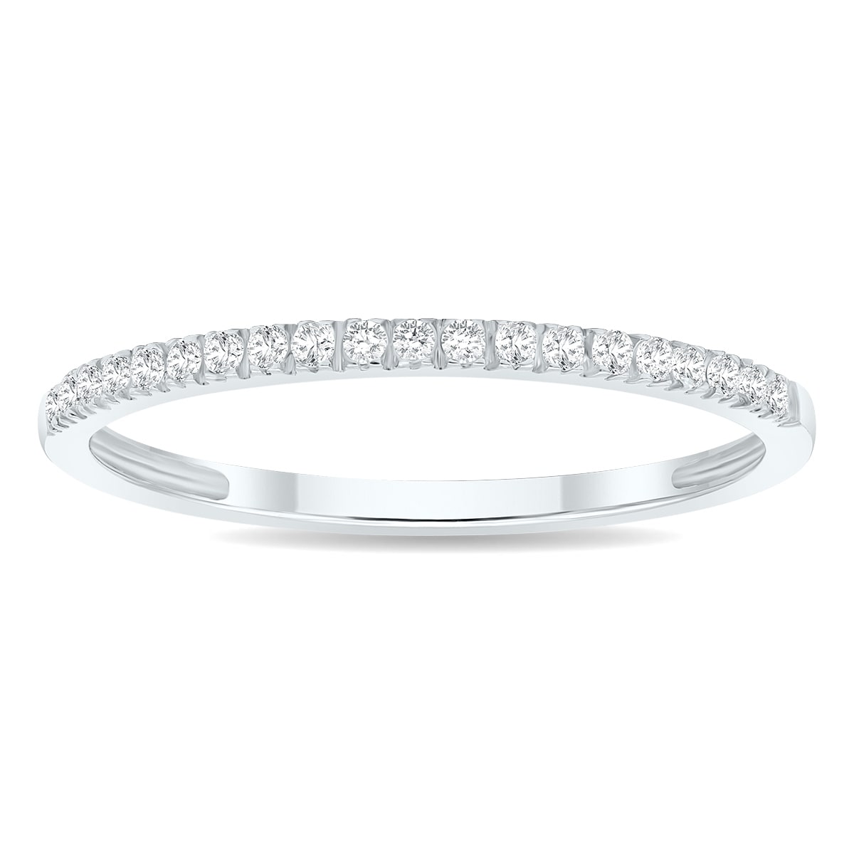 Marquee Women's 1/6 Carat TW Thin Diamond Band in 10K White Gold (Wedding, Fashion or Stackable Band)
