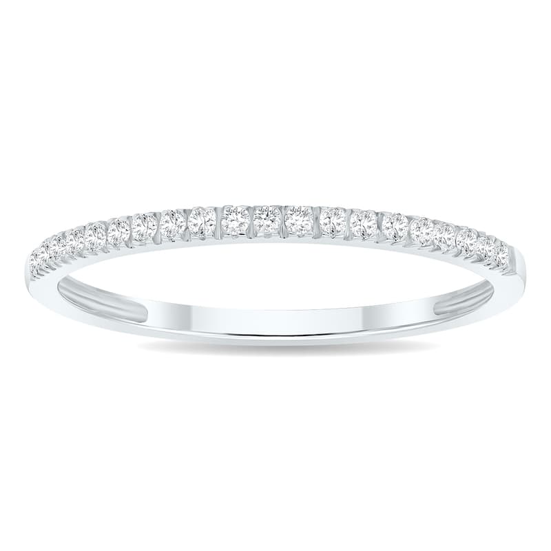 Women's 1/6 Carat TW Thin Diamond Band in 10K White Gold (Wedding, Fashion or Stackable Band)