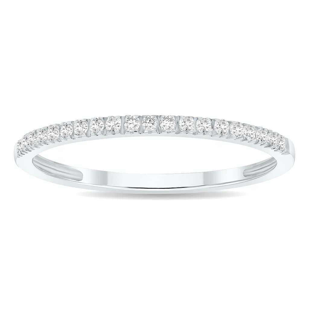 Women's 1/6 Carat TW Thin Diamond Band in 10K White Gold (Wedding, Fashion or Stackable Band)