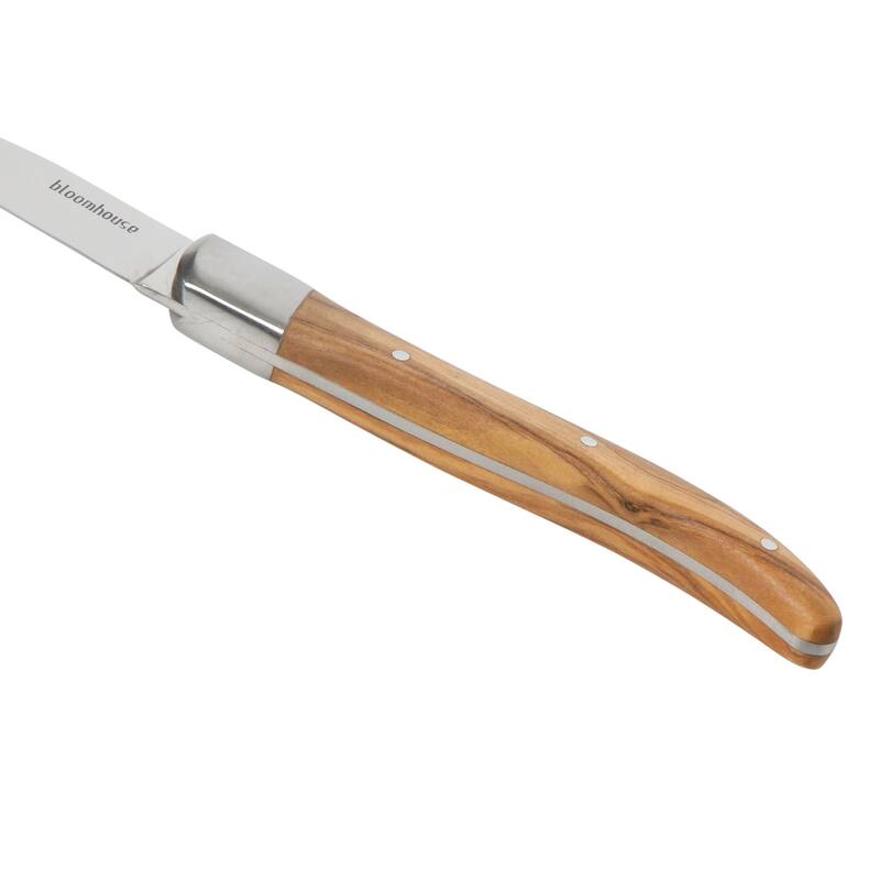 Bloomhouse 2-Piece German Steel Cheese Knife Set with Olive Wood Handles - Cheese Knives for Charcuterie & Entertaining