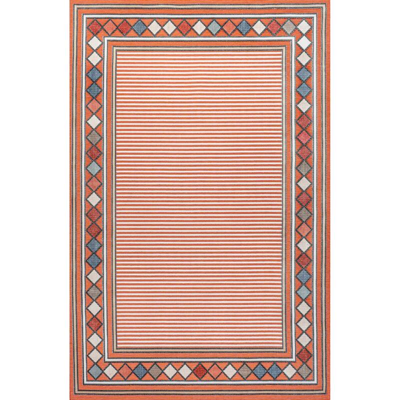 JONATHAN Y Star Abstract Swirl Area Rug - 4 X 6 - Orange/Ivory