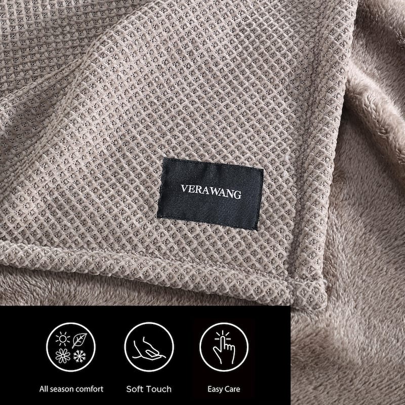 Vera Wang Chenille Jacquard Solid Reversible Blanket