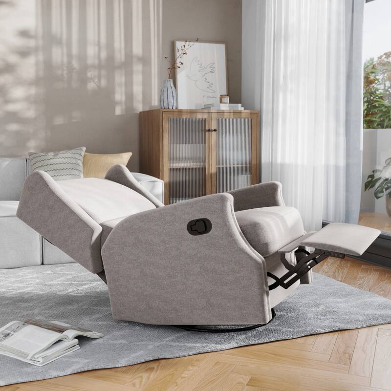Wingback Manual Rocking Glider Recliner Chair with 360 Swivel