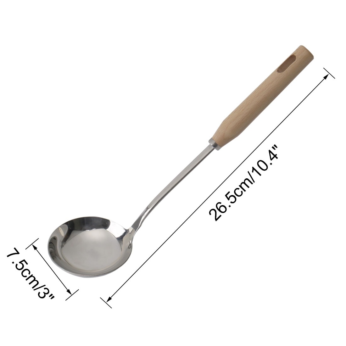 Stainless Steel Soup Ladle Spoon Wooden Handle Cookware Utensil - 10.4 x  3(L*W) - Bed Bath & Beyond - 32028714