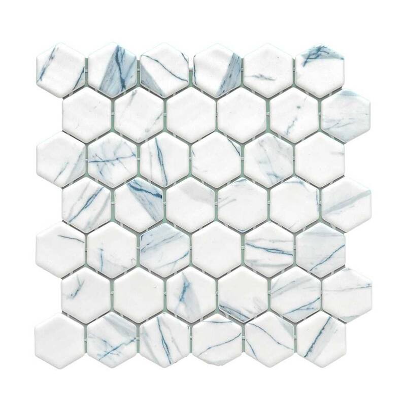 The Tile Life Eterna Hex 2x2 Glass Mosaic Floor, Backsplash & Wall Tile