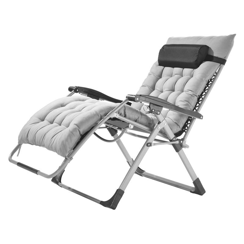 33 Inch Zero Gravity Recliner Lounge Chair with Steel Tube Frame and Thick Cushioned Pad - 34.05 x 32.48 x 43.7 in