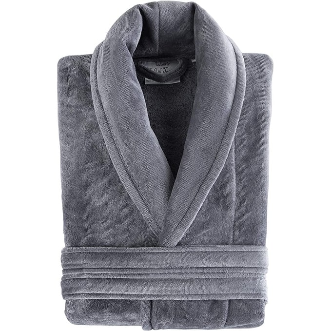 Classic Turkish Towels Silky Velour Cotton Shawl Collar Unisex Bathrobe