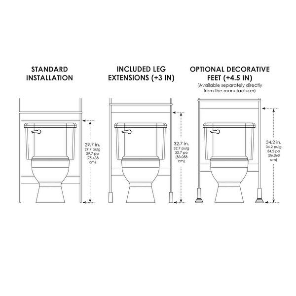 Espresso Bathroom Space Saver with 3 Fixed Shelves, over the Toilet