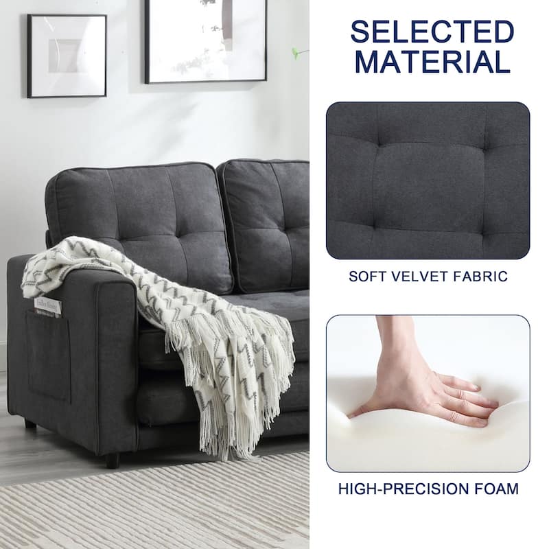 Velvet Upholstered Tufted Space saving Fold Sleeper Sofabed