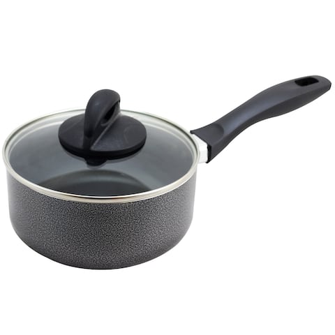 Oster Clairborne 1.5 Quart Aluminum Sauce Pan with Lid in Charcoal Grey