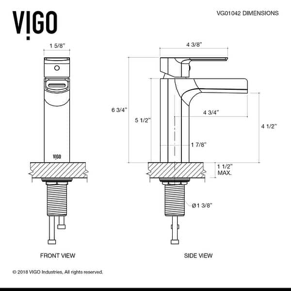 dimension image slide 1 of 5, VIGO Ileana Single Hole Bathroom Faucet