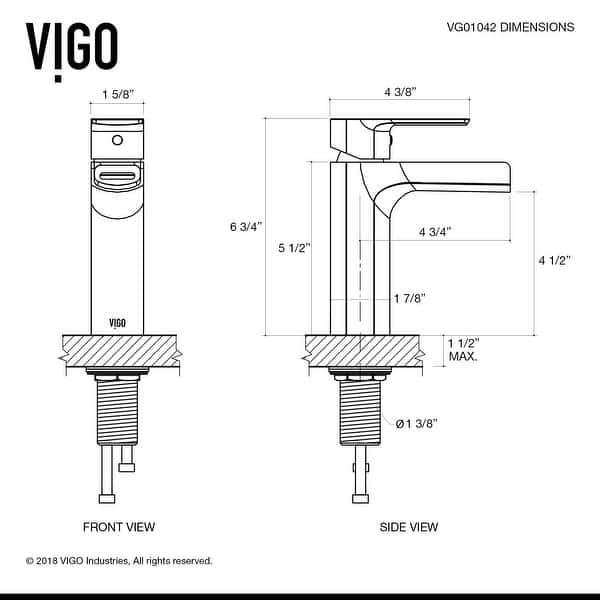 dimension image slide 2 of 5, VIGO Ileana Single Hole Bathroom Faucet