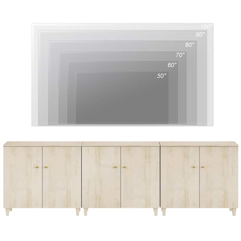 WAMPAT Wide TV Stand Cabinet, Entertainment Center with Doors, 32.4"H