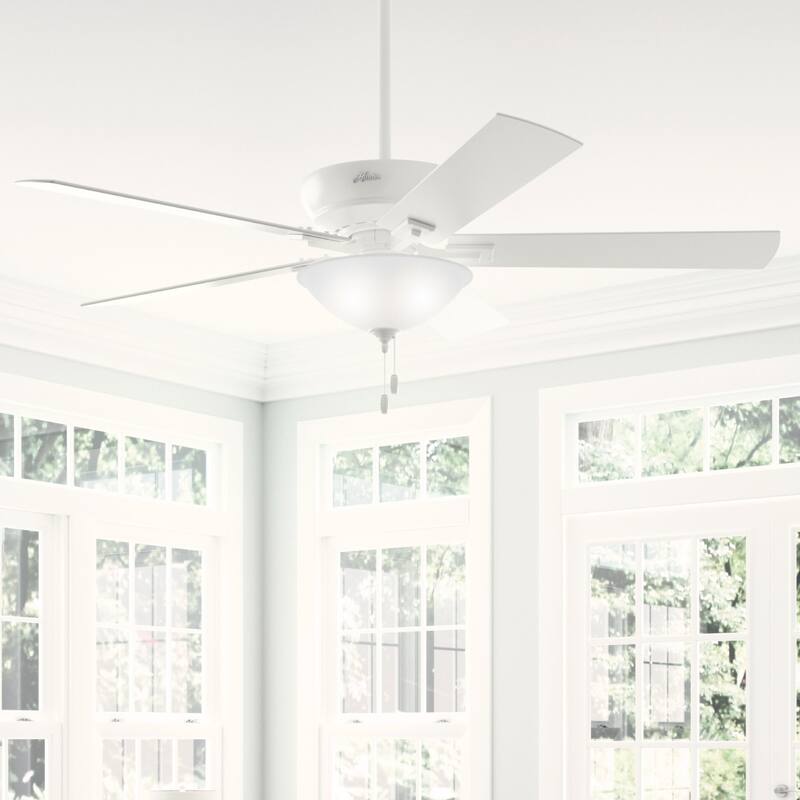 Hunter 60" Hillsborough Great Room Indoor Ceiling Fan LED Light and Pull Chain - Traditional, Rustic - Fresh White