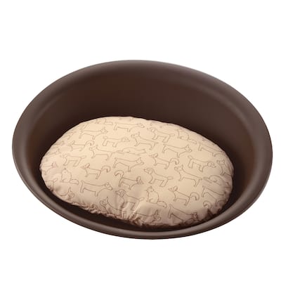 Medium 21.7x16.1x2.2" Oval Pet Bed, Brown