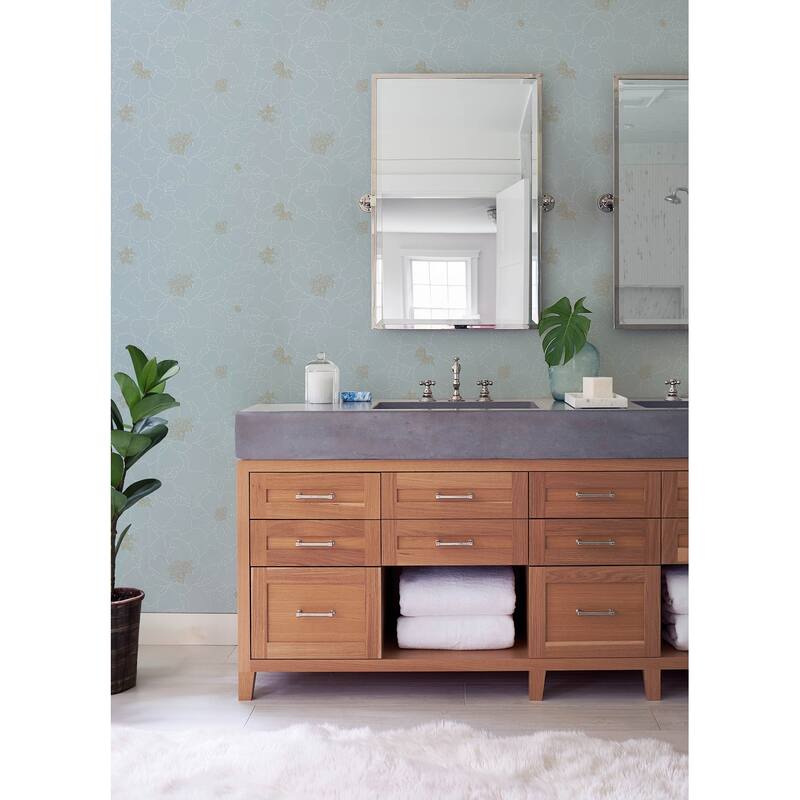 A-Street Prints Gardena Sky Blue Embroidered Floral Wallpaper