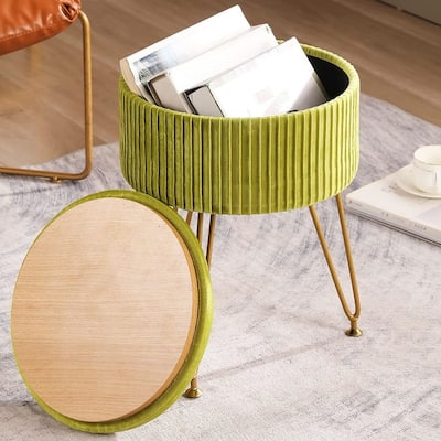 Round Storage Ottoman with Tray