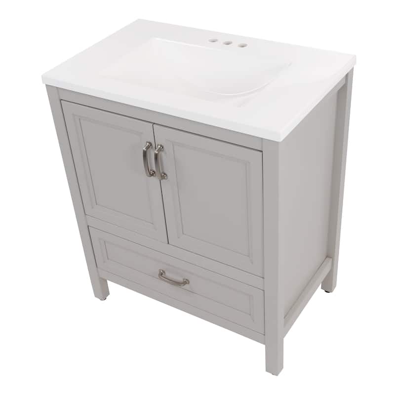Spring Mill Cabinets Destan 30.5" Bathroom Vanity With 2-Door Cabinet, 1 Drawer, and White Sink Top