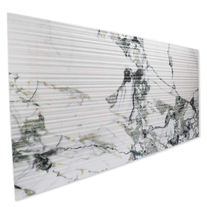 Merola Tile Touche Pleated Deco Jade 23-1/2" x 47-1/8" Porcelain Floor and Wall Tile