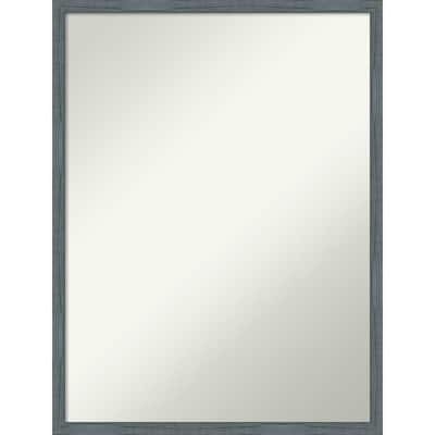 Non-Beveled Wood Wall Mirror - Dixie Blue Grey Rustic Narrow Frame