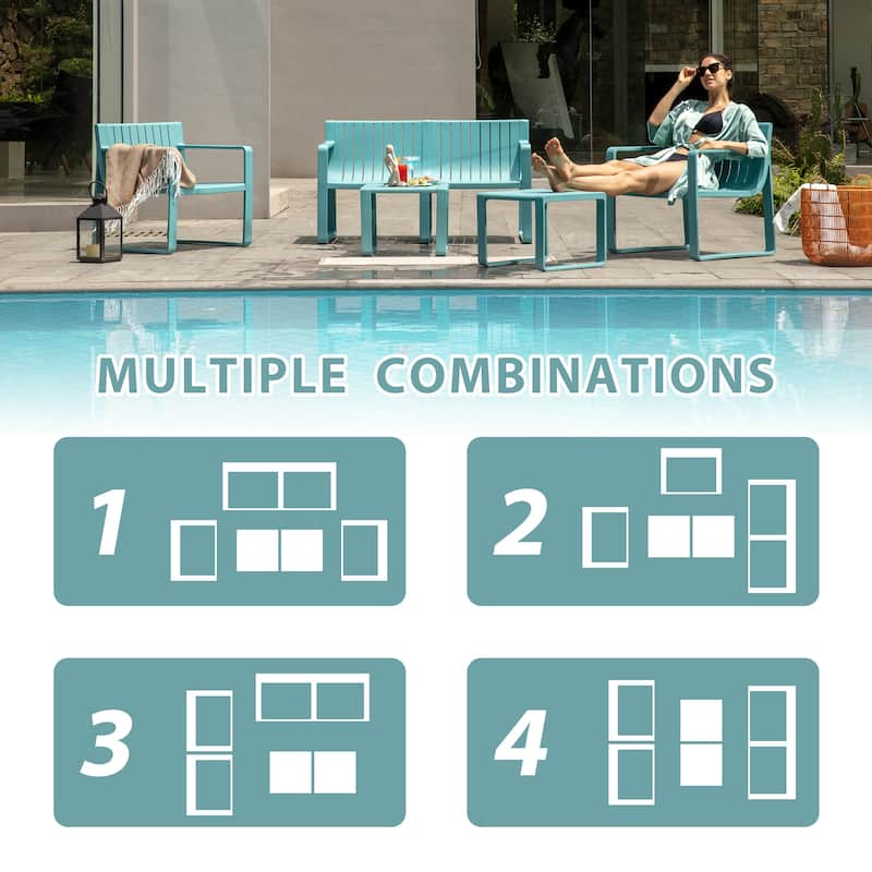 Werph 4 Person Patio Furniture Set, Outdoor Furniture Patio Table and Chairs Set