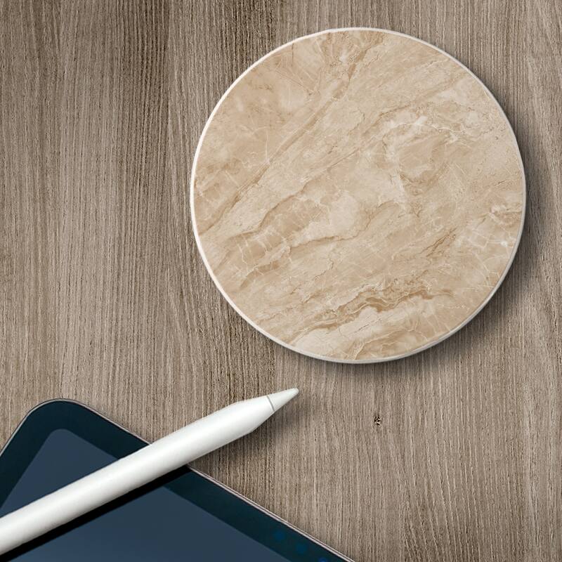 Absorbent Stone Beverage Coasters - Set of 4 - Taupe Marble - Multi-177