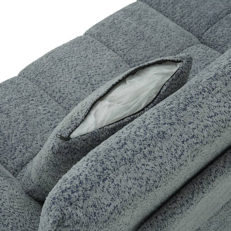 4-Seat Sectional Sofa Couch with Chaise, Tufted L-Shaped Modular Sofa with Pillows, Pocket Spring Cushions & Solid Wood Frame