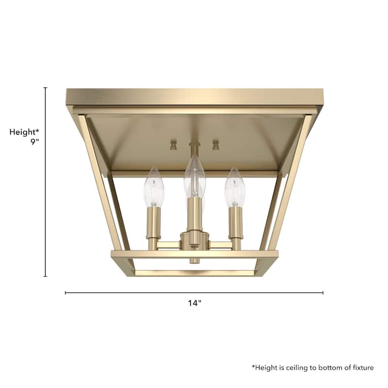 Hunter Laurel Ridge 4-Light Flush Mount Ceiling Light - Entry, Hallyway, Bathroom - Modern Farmhouse, Industrial - Damp Rated!
