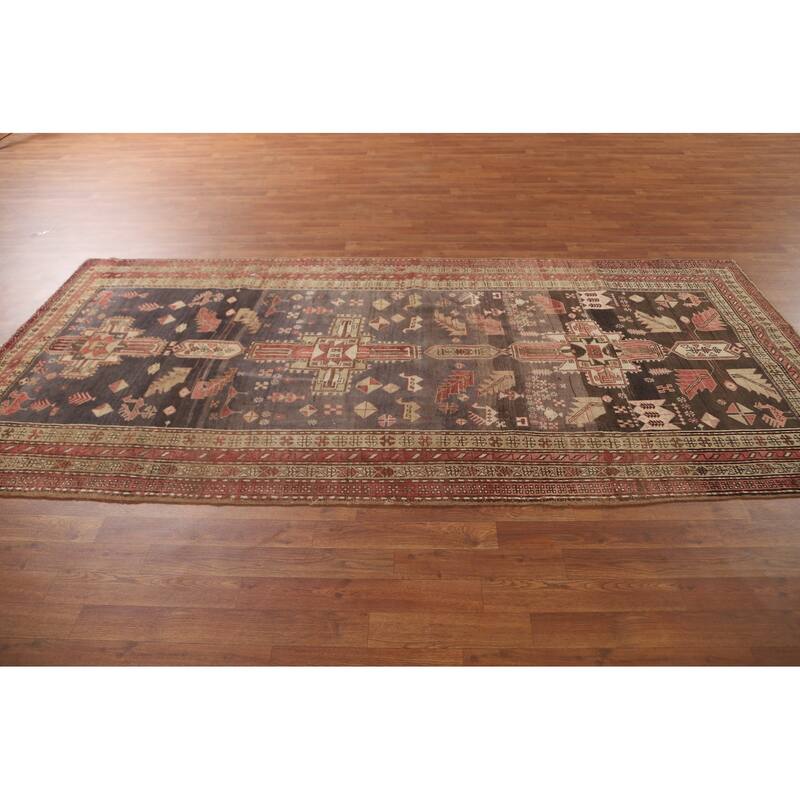 Meshkin Persian Vintage Runner Rug Handmade Wool Carpet - 4'3" x 9'5"
